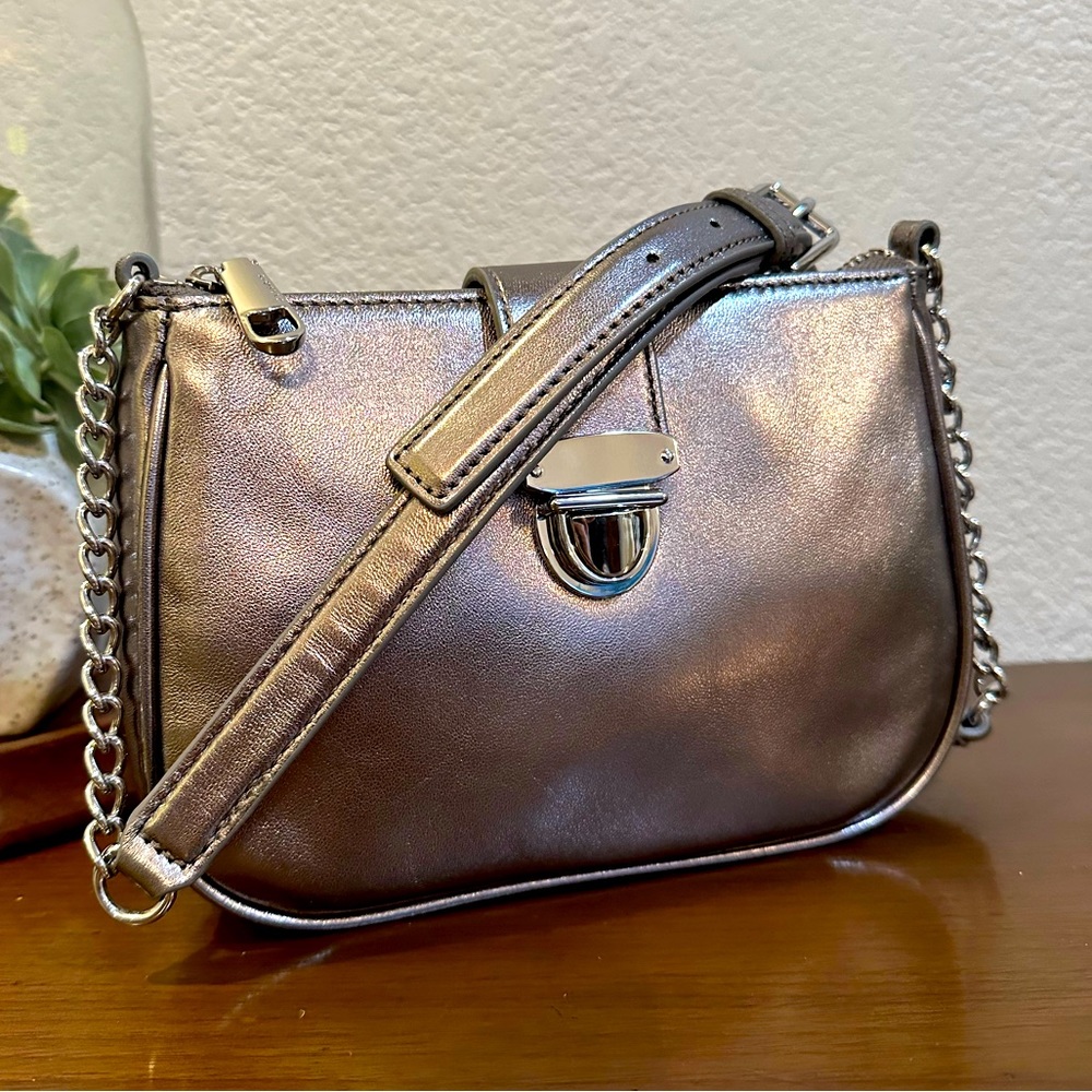 Talbots Leather Metallic Silver Crossbody/Shoulder Bag - NWOT - Picture 2 of 13